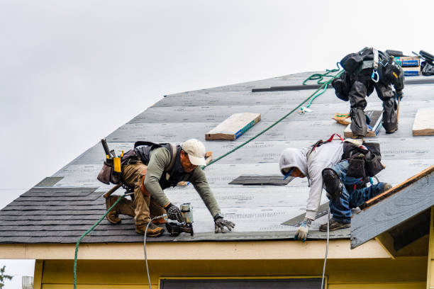 Professional Storm Damage Roof Repair technician working in Westhampton Beach, NY